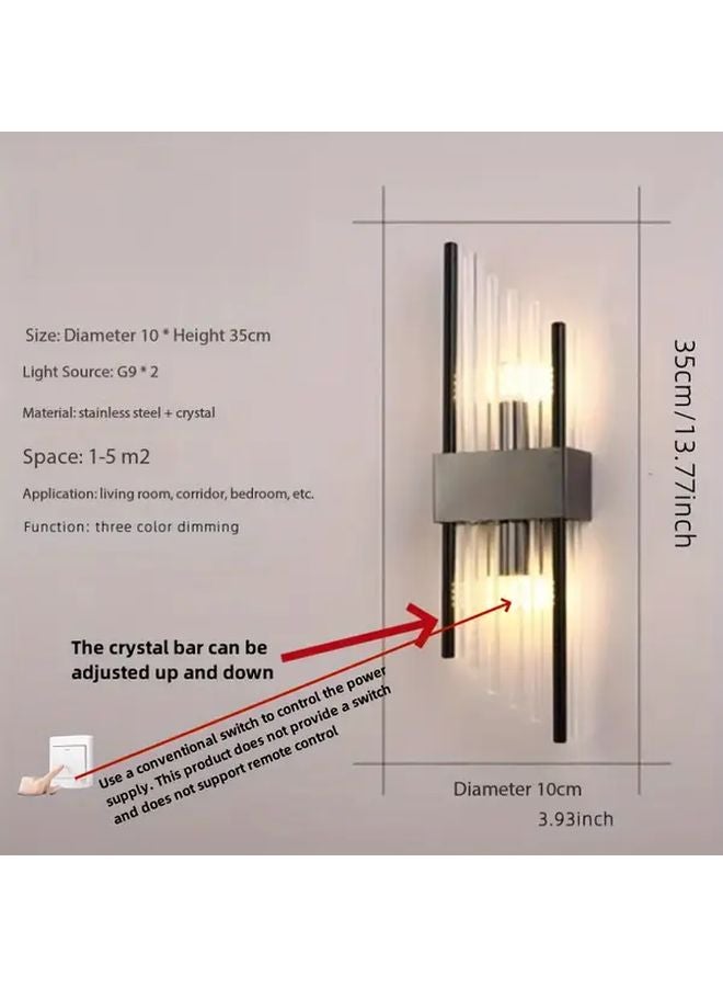 Modern Black Crystal Wall Lamp Three Color Variable Light For Bedroom Living Room - Image 3